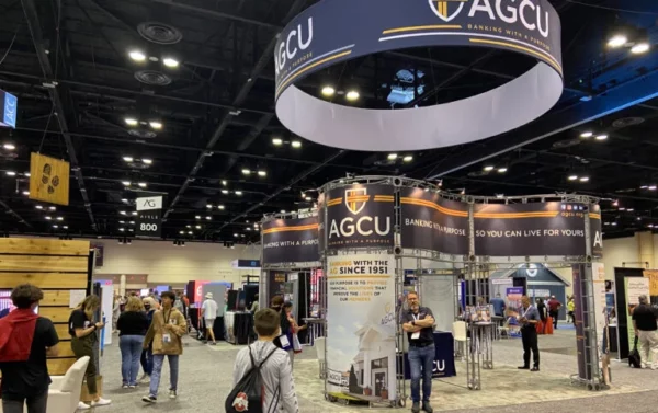 AGCU logo and hanging sign