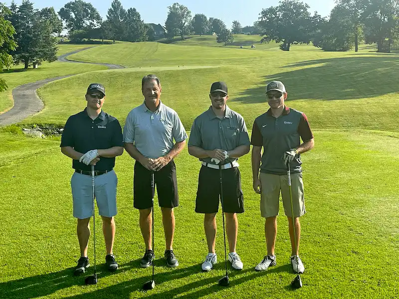 Mitchell Swanson, Bruce Webb, Matt Myers, Mitch McHenry representing AGCU at the 2021 Evangel University Golf Tournament